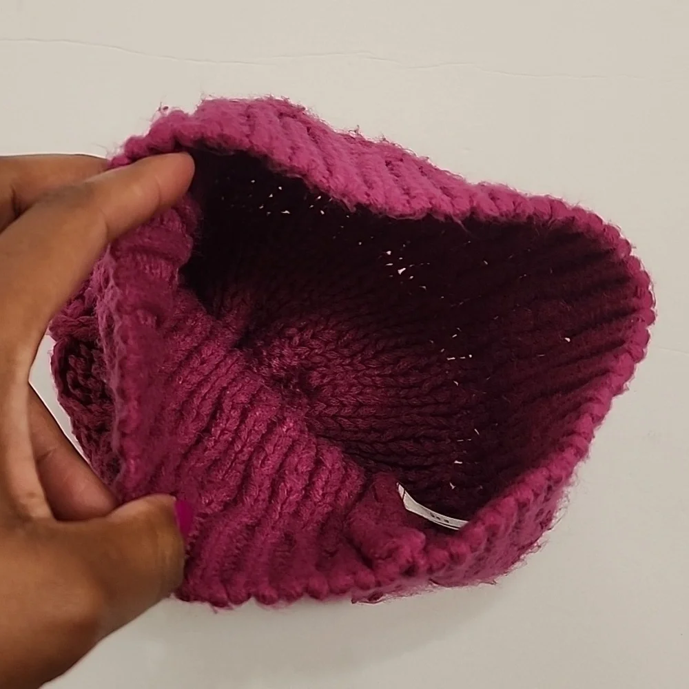 Cable knit Kids Purple Beanie Warm Winter Hat